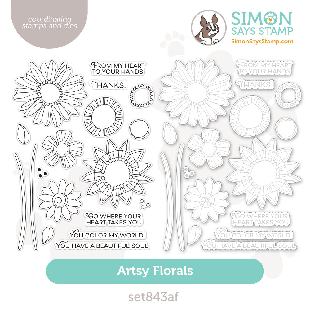Simon Says Stamps and Dies Artsy Florals set843af Sweet Wishes