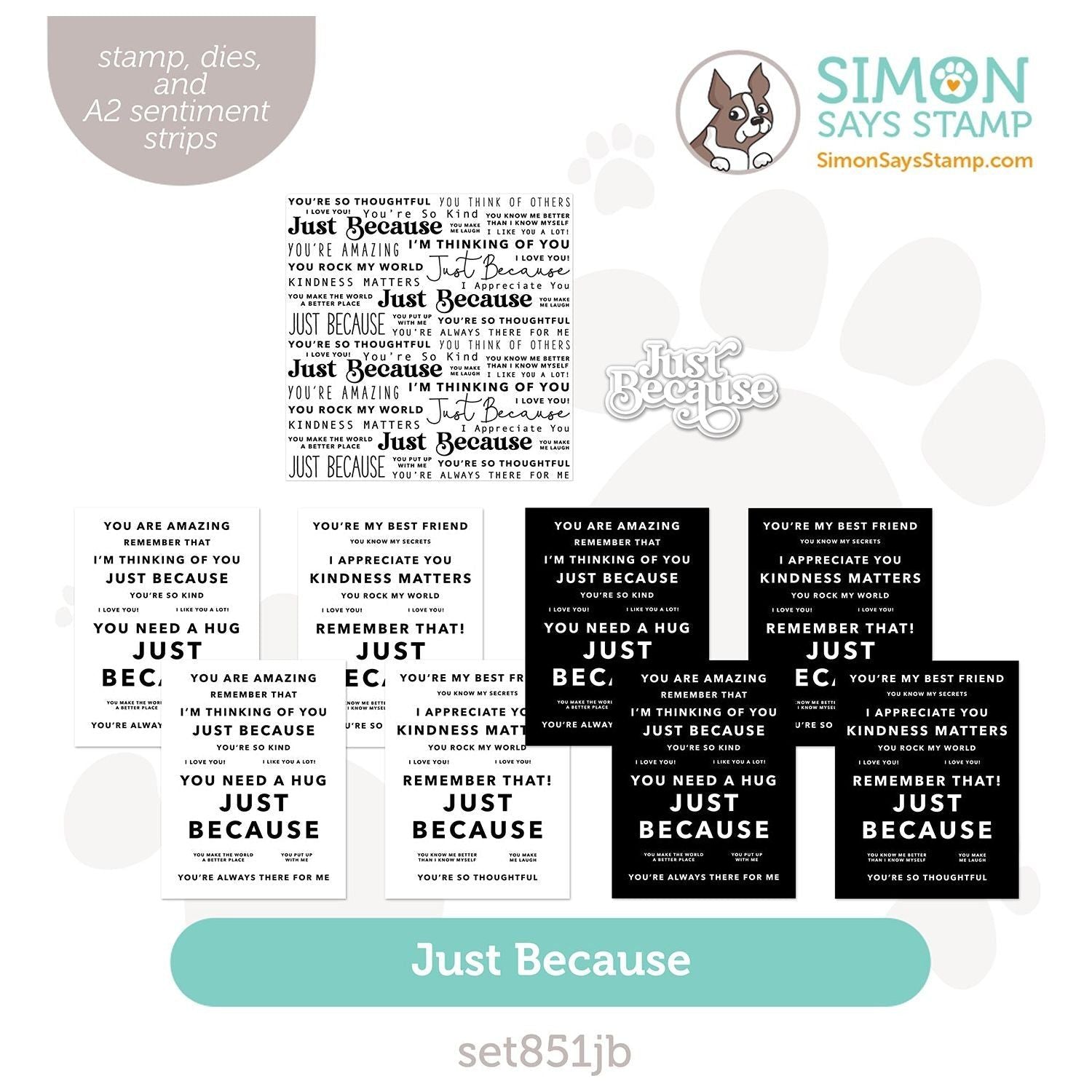 Simon Says Stamps Dies And Sentiment Strips Just Because set851jb Stamptember