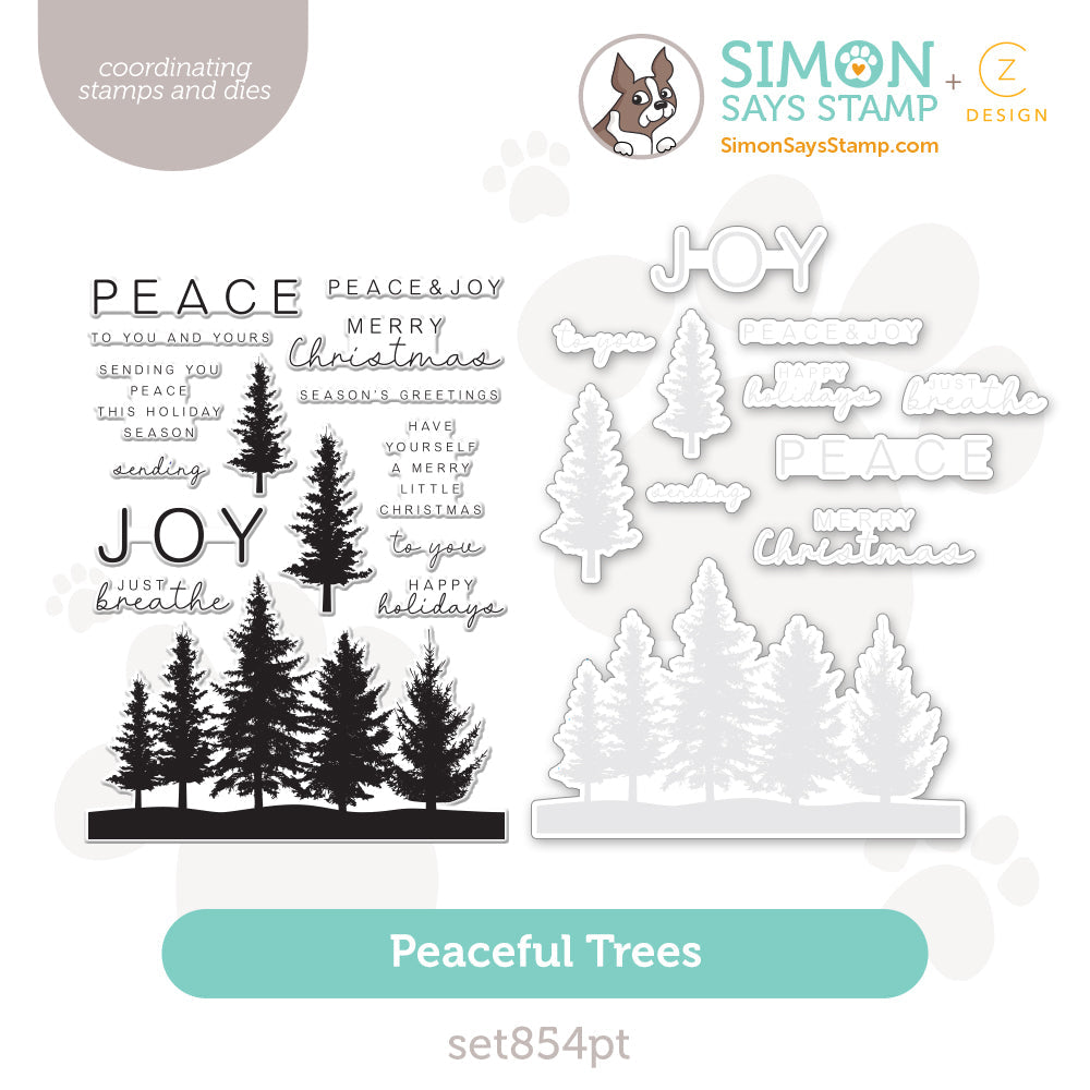 CZ Design Stamps And Dies Peaceful Trees set854pt Stamptember