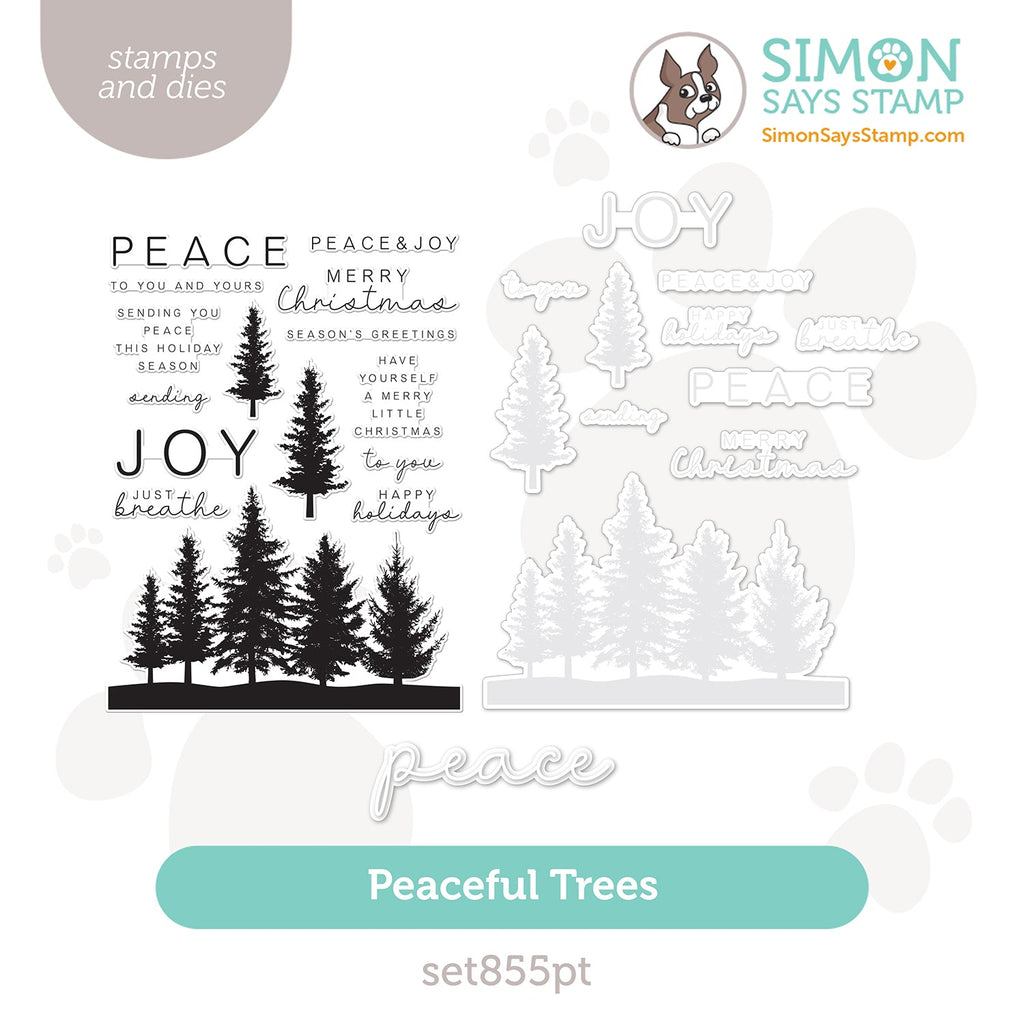 CZ Design Stamps and Dies Peaceful Trees set855pt Stamptember