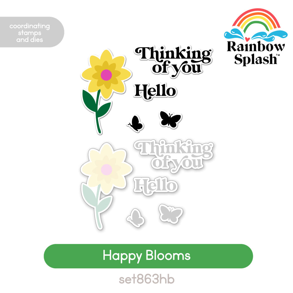 Rainbow Splash Clear Stamps and Dies Happy Blooms set863hb
