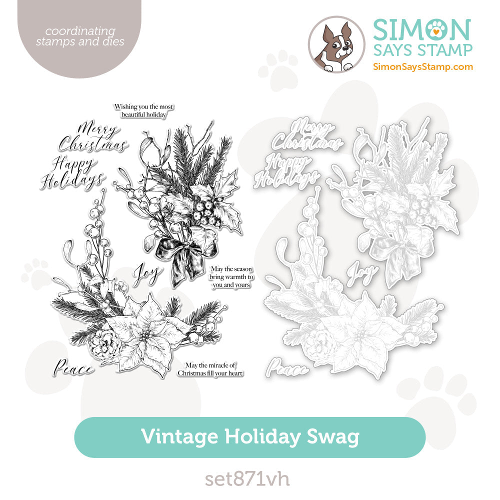 Simon Says Stamps and Dies Vintage Holiday Swag set871vh Sweet Wishes