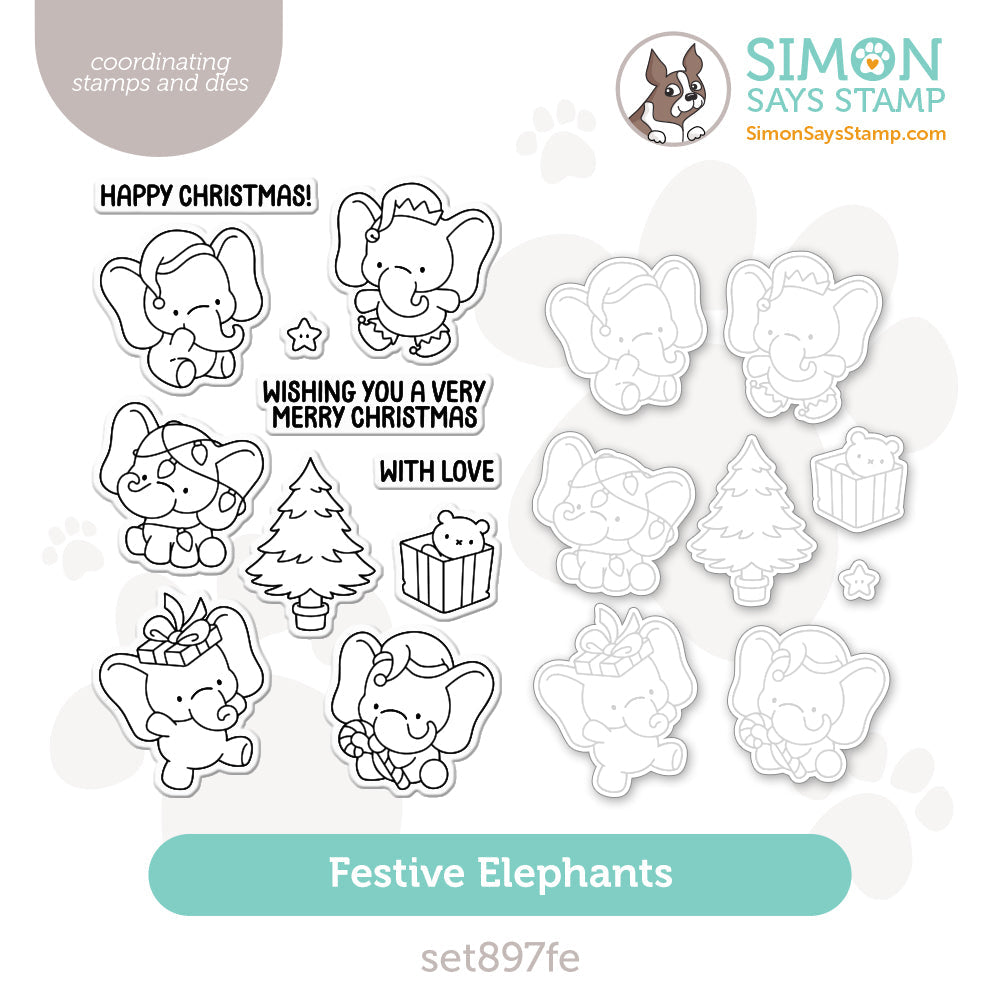 Simon Says Stamps and Dies Festive Elephants set897fe DieCember