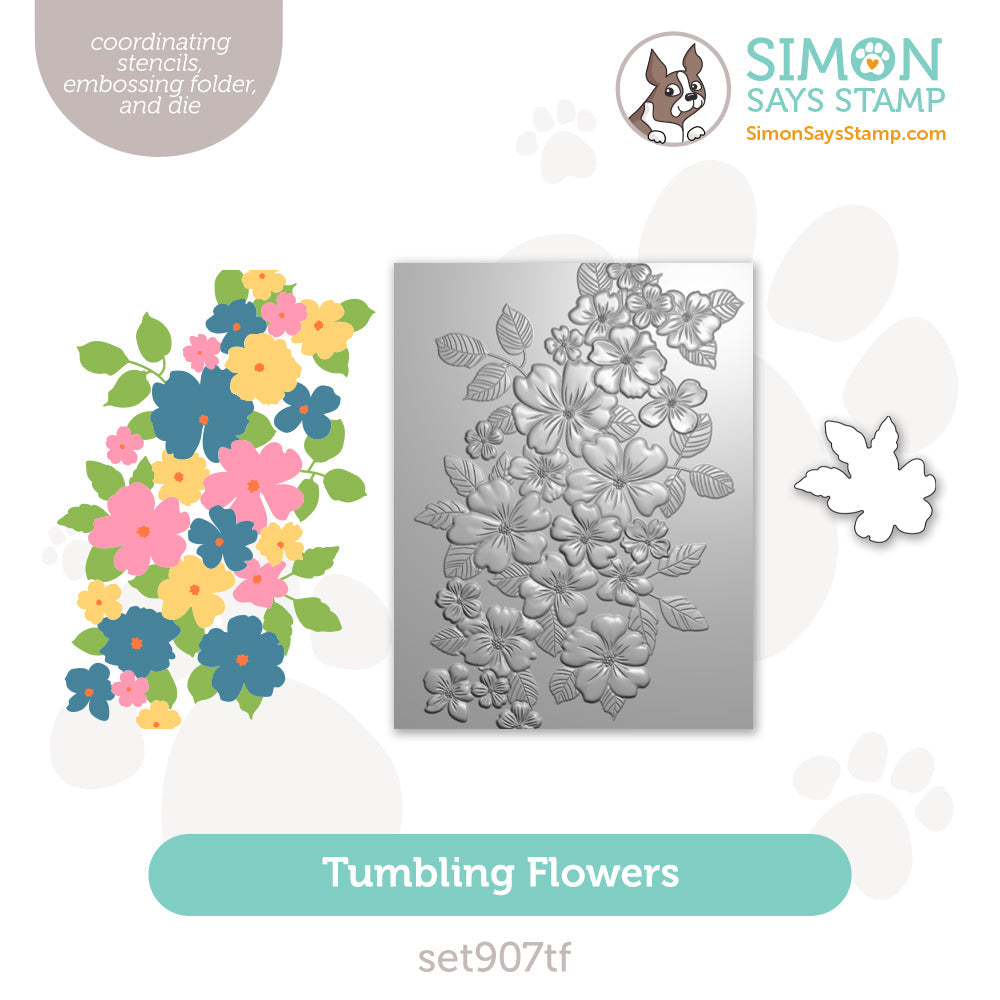 Simon Says Stamp Embossing Folder Cutting Dies and Stencils Tumbling Flowers set907tf To Love
