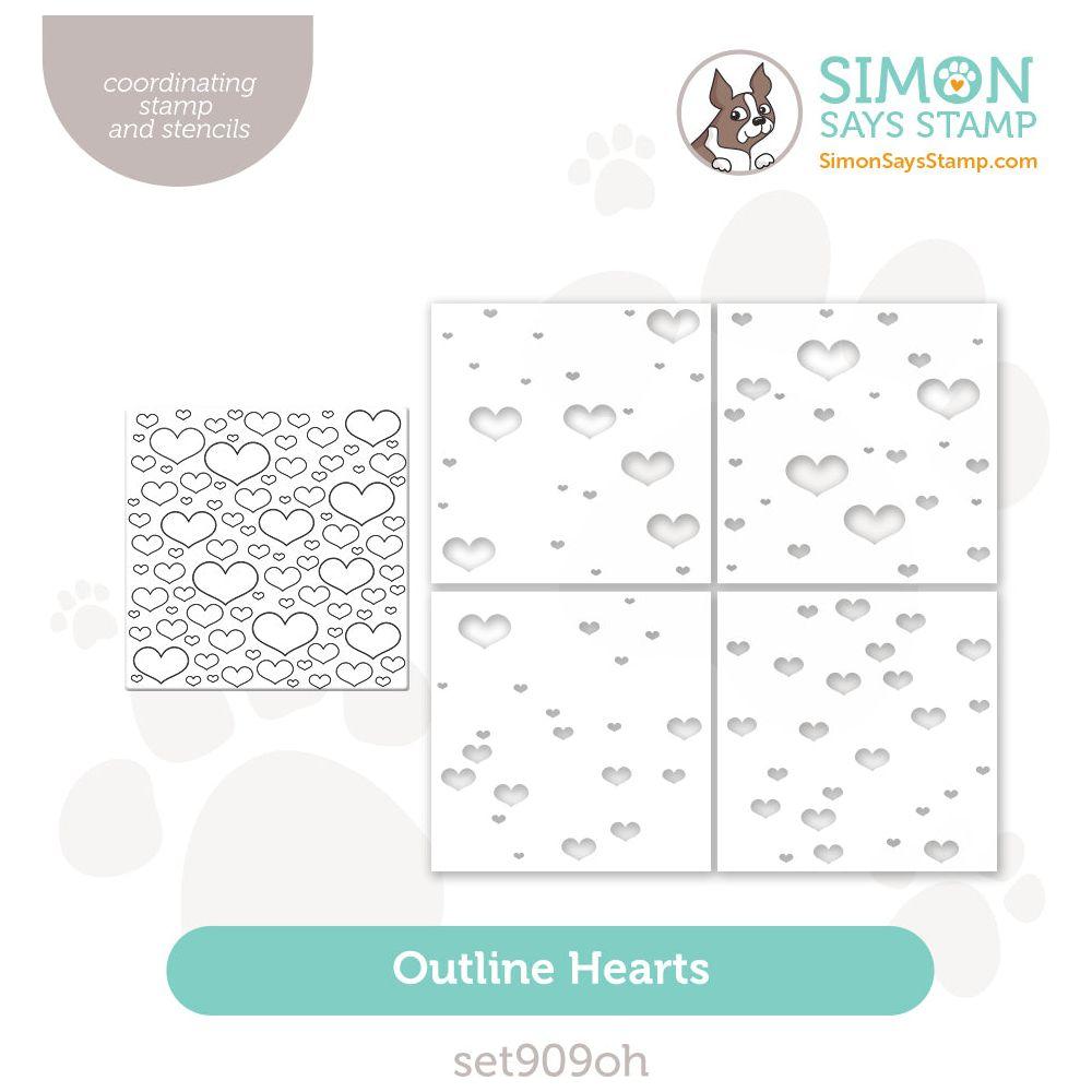 Simon Says Stamp Outline Hearts Stencils And Background Stamp set909oh