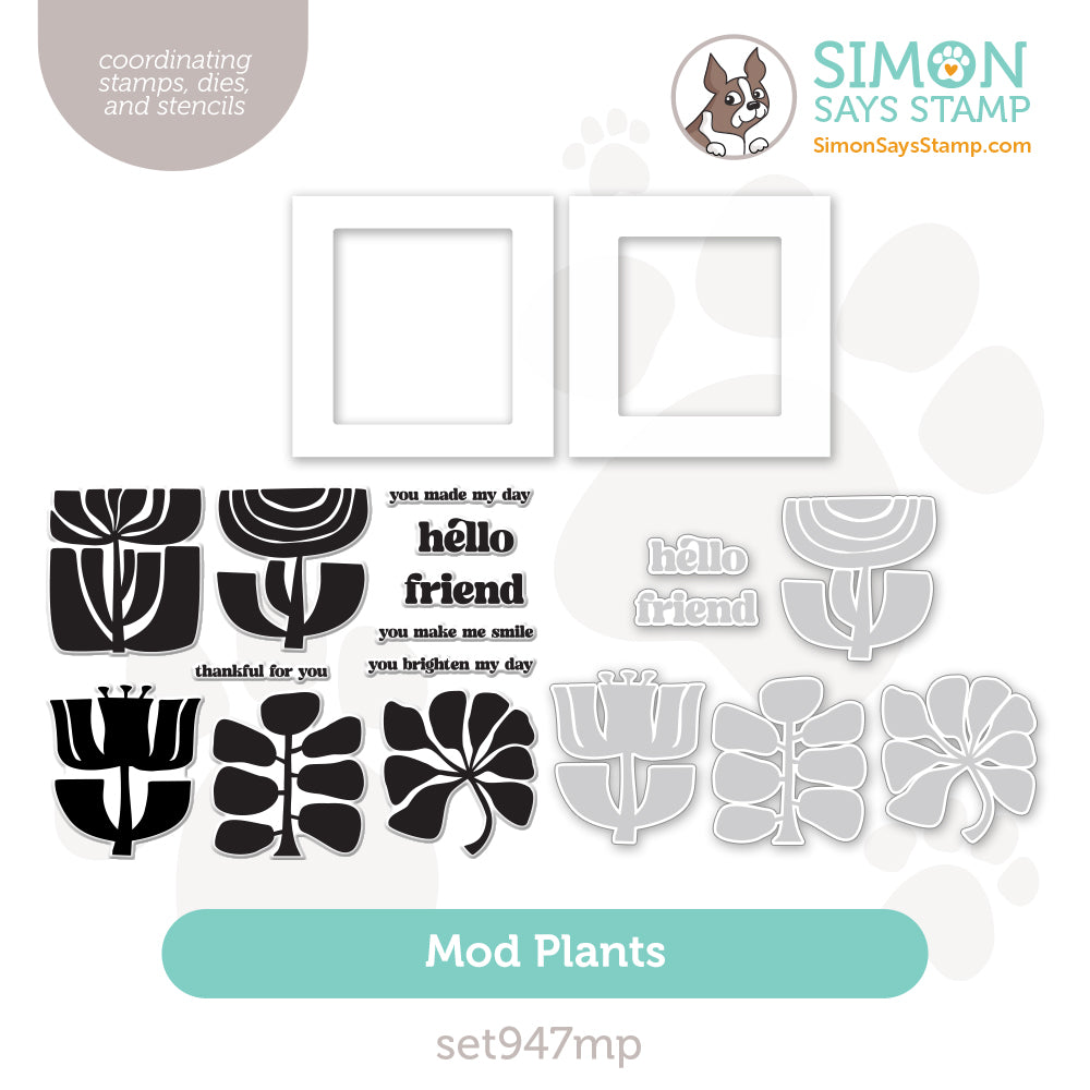 Simon Says Stamps Dies and Stencils Mod Plants set947mp Rain or Shine