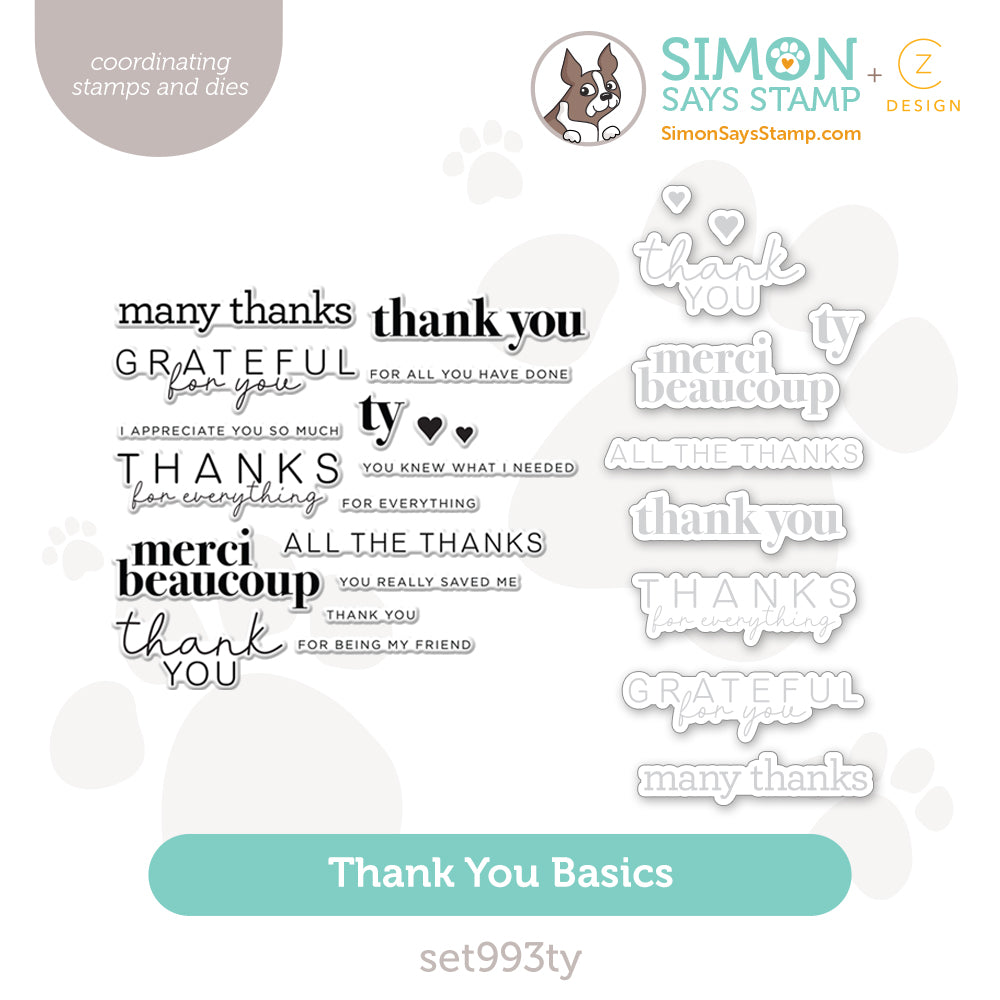 CZ Design Stamps and Dies Thank You Basics set993ty Moments in Time