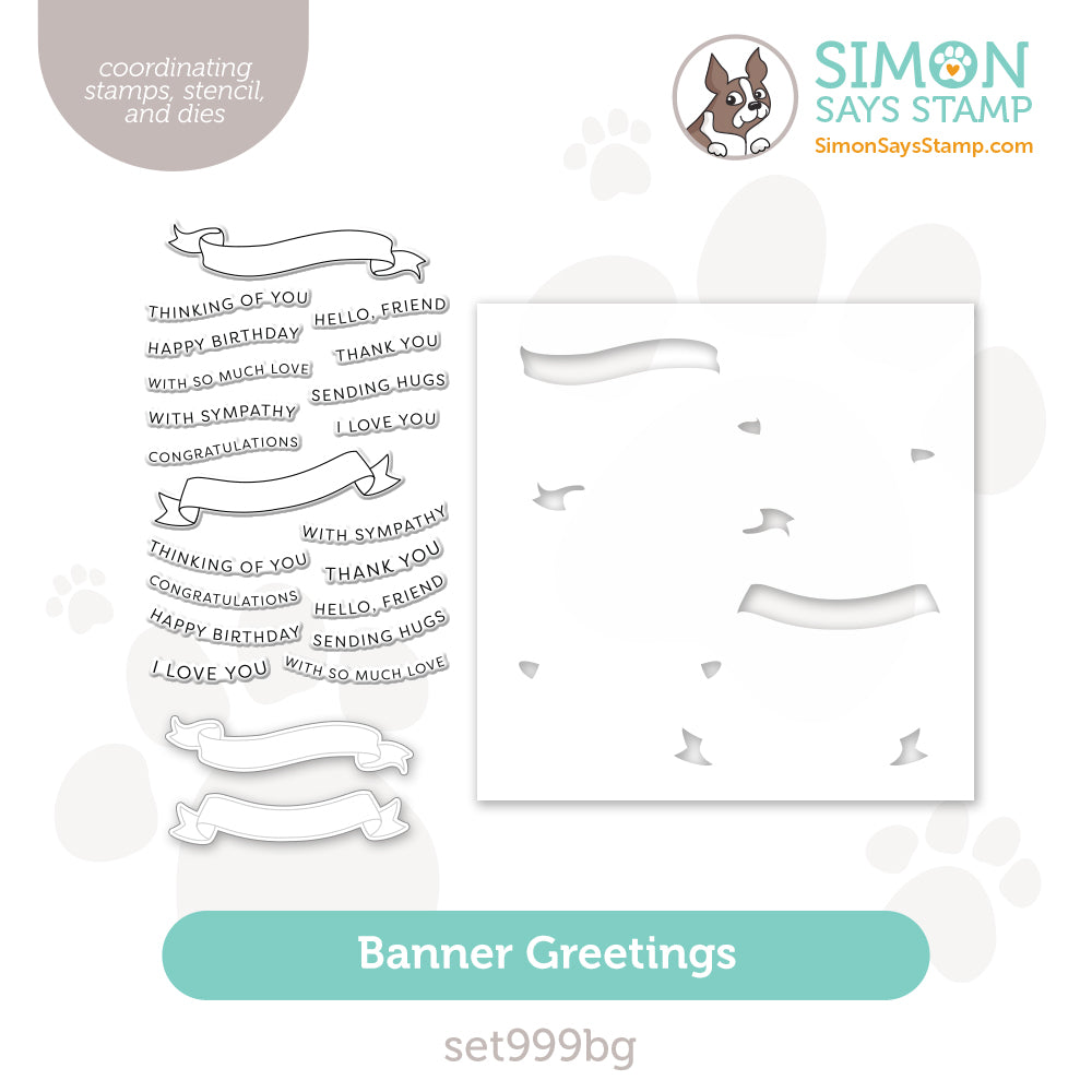 Simon Says Stamps Dies and Stencil Banner Greetings set999bg Moments in Time