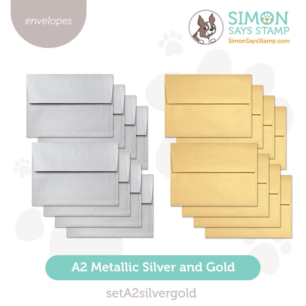 Simon Says Stamp A2 Metallic Silver And Gold Envelopes setA2silvergold