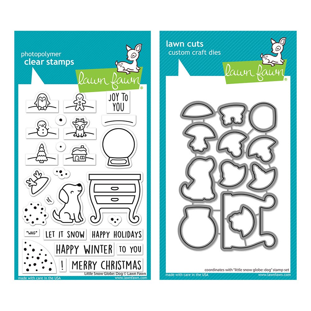 Lawn Fawn Set Little Snow Globe Clear Stamps and Dies