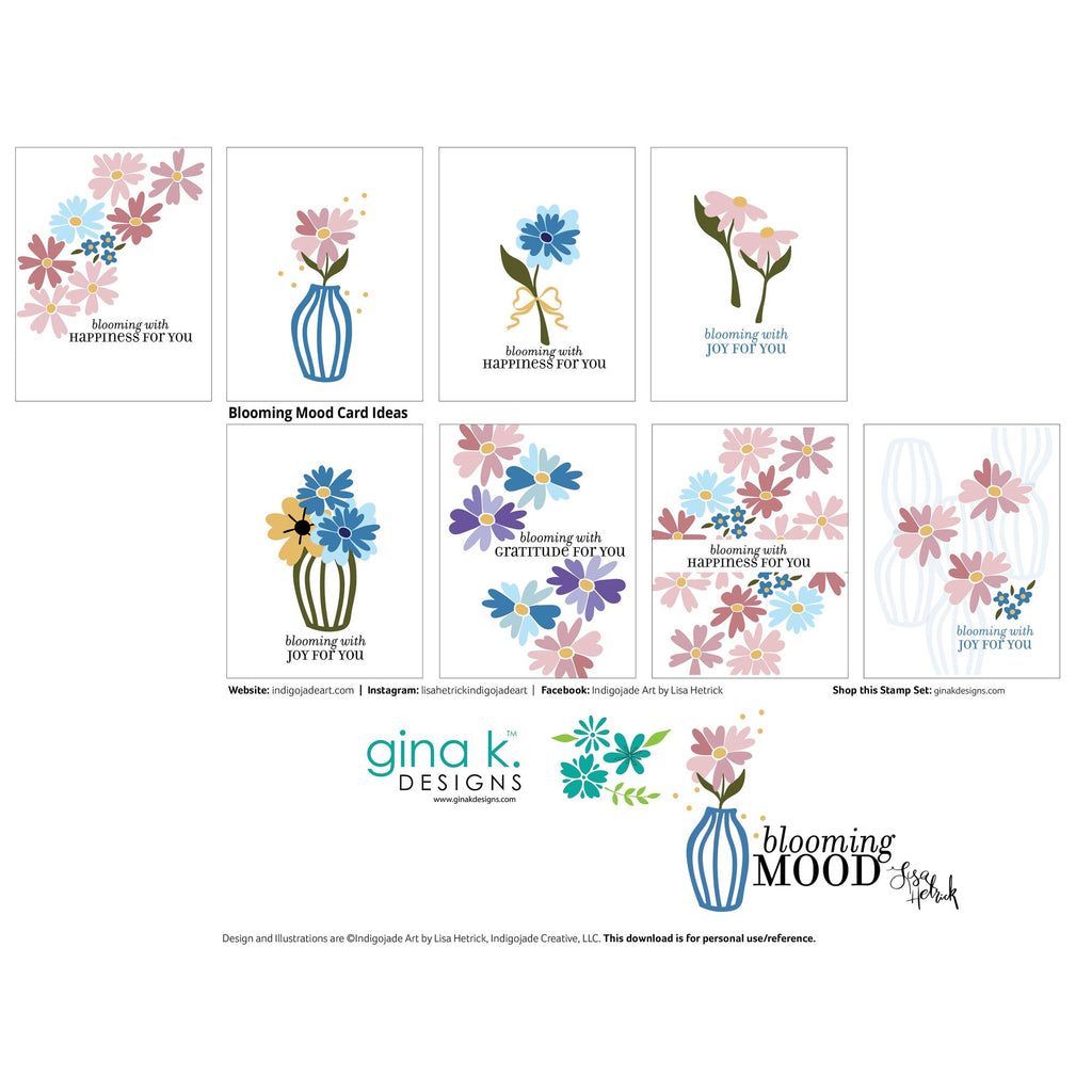 set of inspiration ideas with Blooming Mood stamp die and stencil set