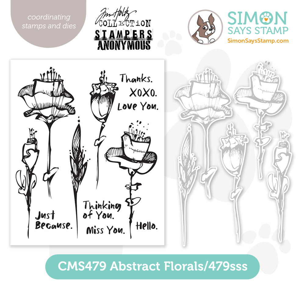Tim Holtz Abstract Florals Stamps with Simon Says Stamp Dies Bundle setaf24