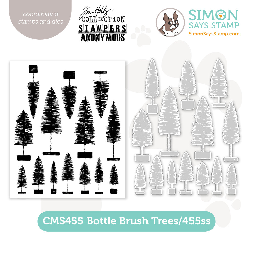 Tim Holtz Bottle Brush Trees Stamps With Simon Says Stamp Dies Bundle setbb24