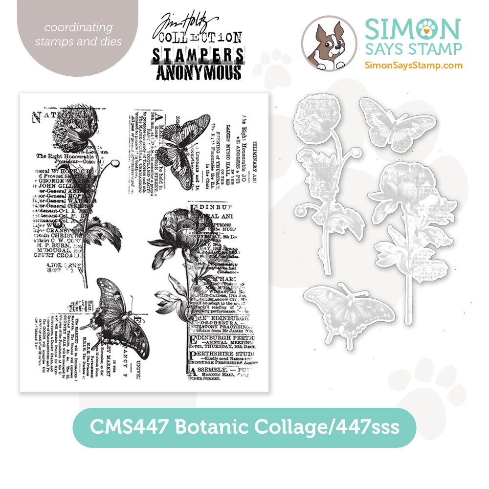 Tim Holtz Botanic Collage Stamps with Simon Says Stamp Dies Bundle setbc24