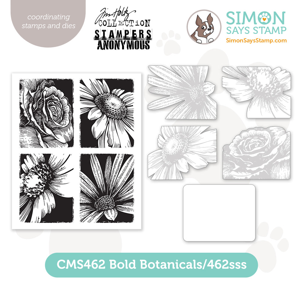 Tim Holtz Bold Botanicals Stamps with Simon Says Stamp Dies Bundle setbo24