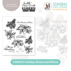 holiday botanical dies set plus red rubber stamp set poinsettia pine