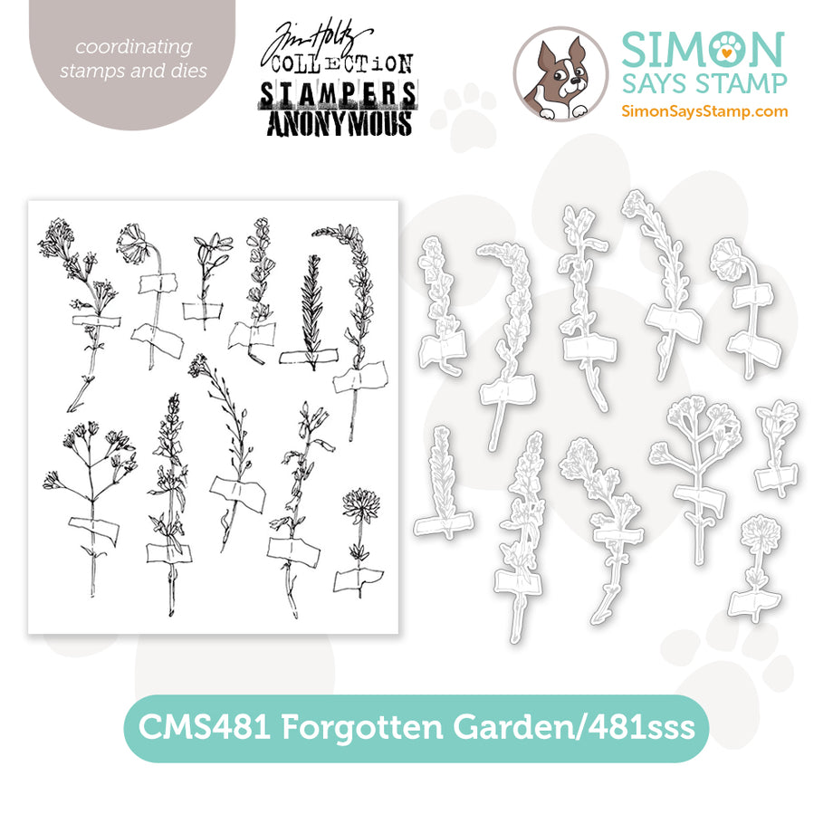Tim Holtz Forgotten Garden Stamps with Simon Says Stamp Dies Bundle se