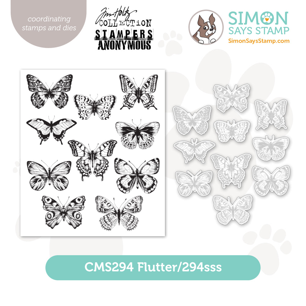Tim Holtz Flutter Stamps with Simon Says Stamp Dies Bundle setfl25