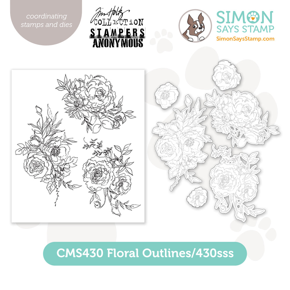 Tim Holtz Floral Outlines Stamps with Simon Says Stamp Dies Bundle setfo24
