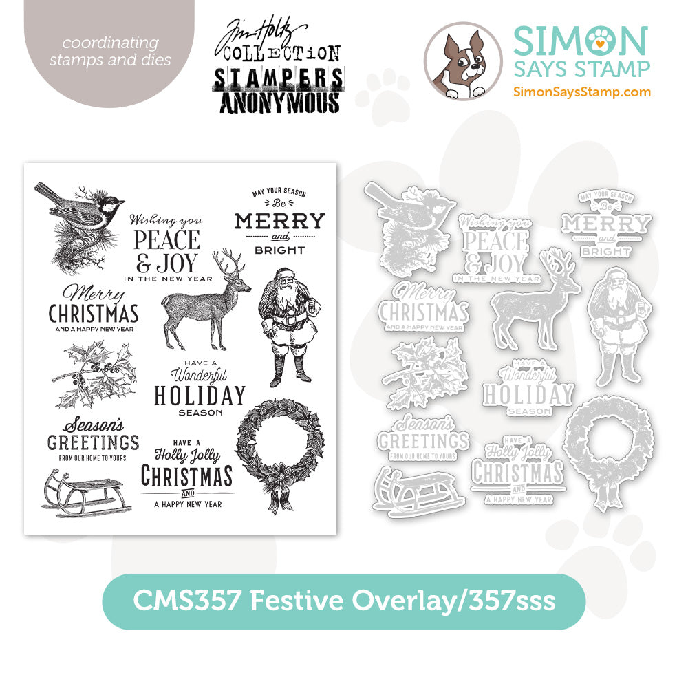 bundle of stamp plus dies that cut out santa claus reindeer holly branch bird and branch wreath sled