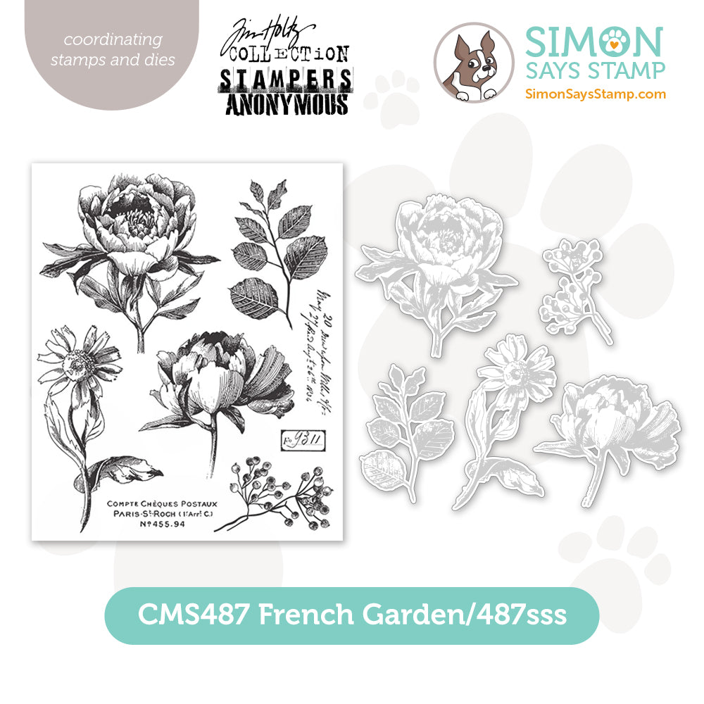 Tim Holtz French Garden Stamps with Simon Says Stamp Dies Bundle setfr24