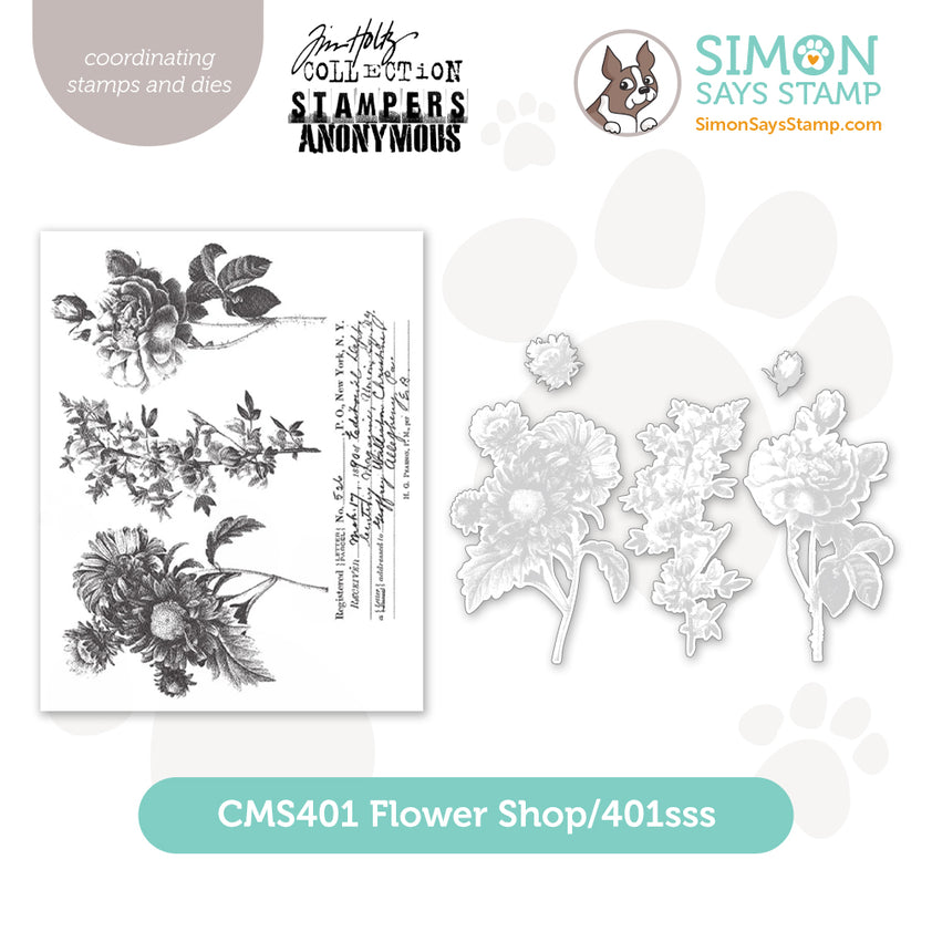 Tim Holtz Flower Shop Stamps with Simon Says Stamp Dies Bundle setfs24