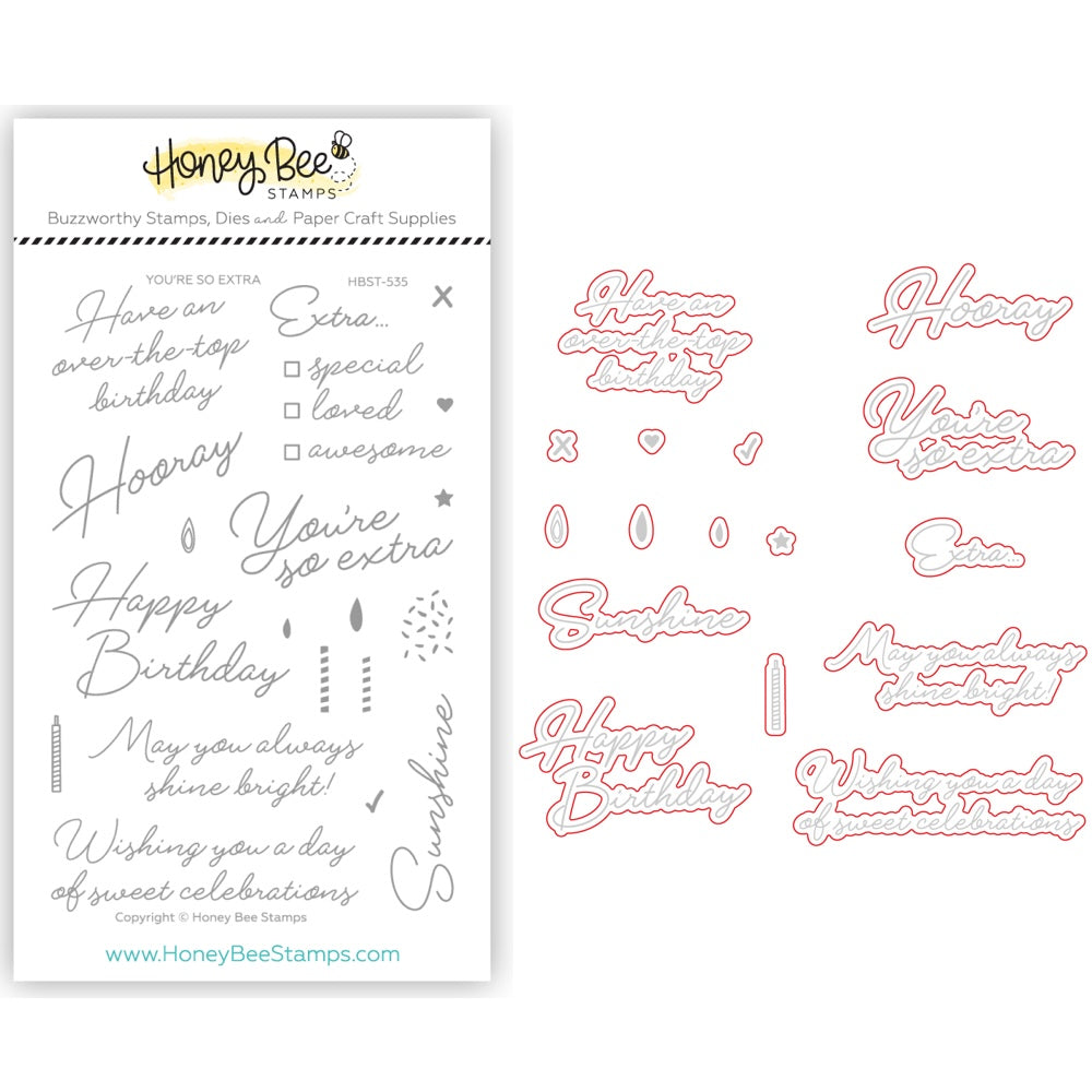 Honey Bee You're So Extra Stamps And Dies Bundle