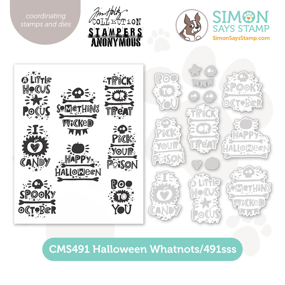 Tim Holtz Halloween Whatnots Stamps with Simon Says Stamp Dies Bundle sethw24