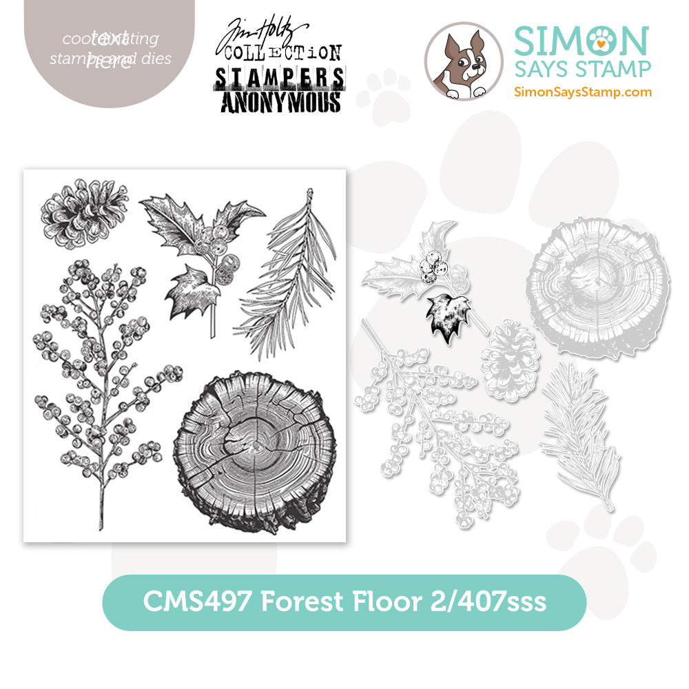 Tim Holtz Forest Floor 2 Stamps with Simon Says Stamp Dies Bundle setlr24