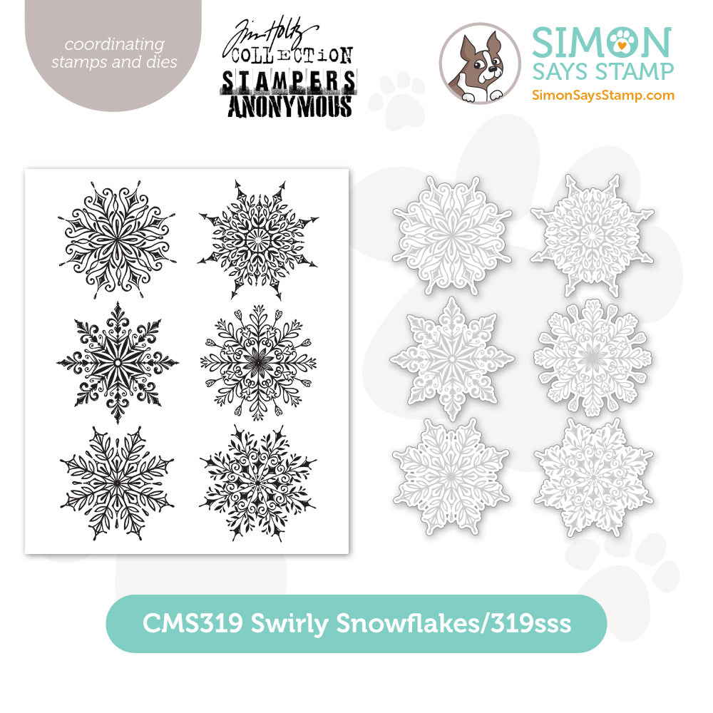 stamp and dies to cut out 6 snowflake outlines