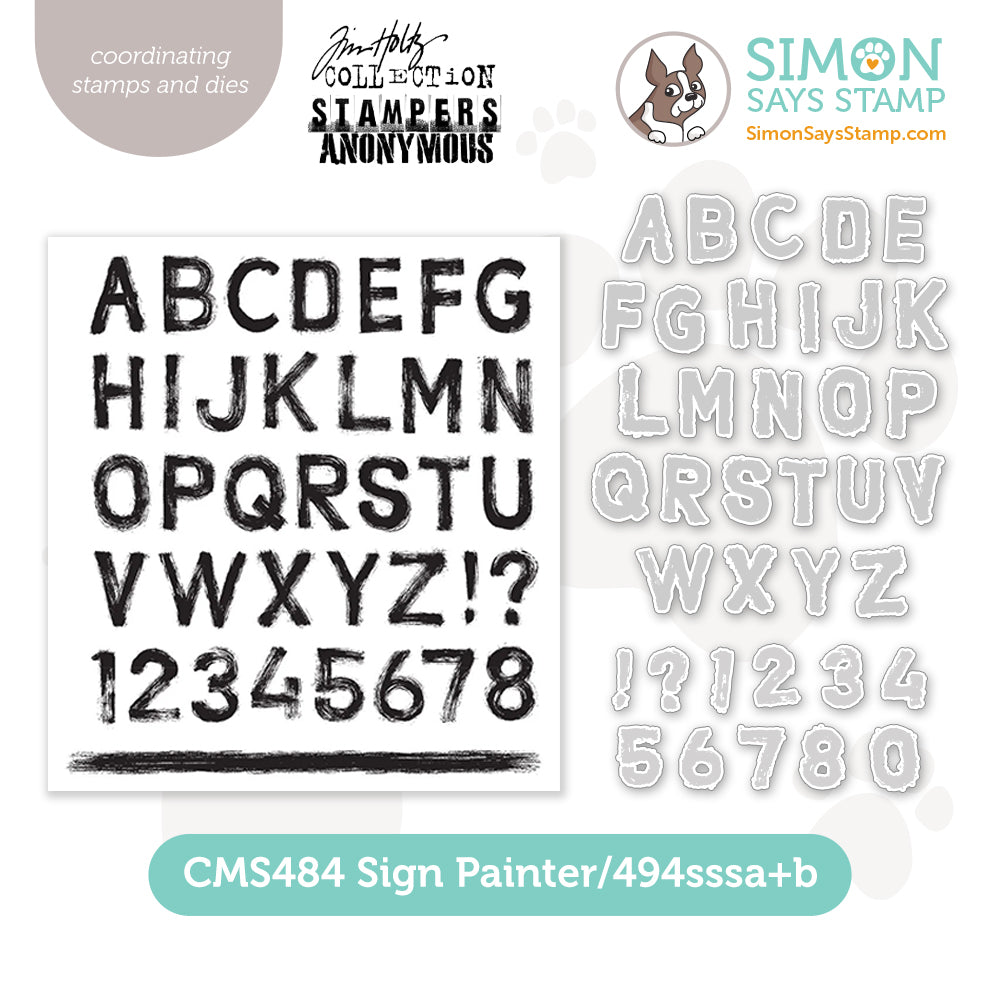 Tim Holtz Sign Painter Stamps with Simon Says Dies Bundle setsp24