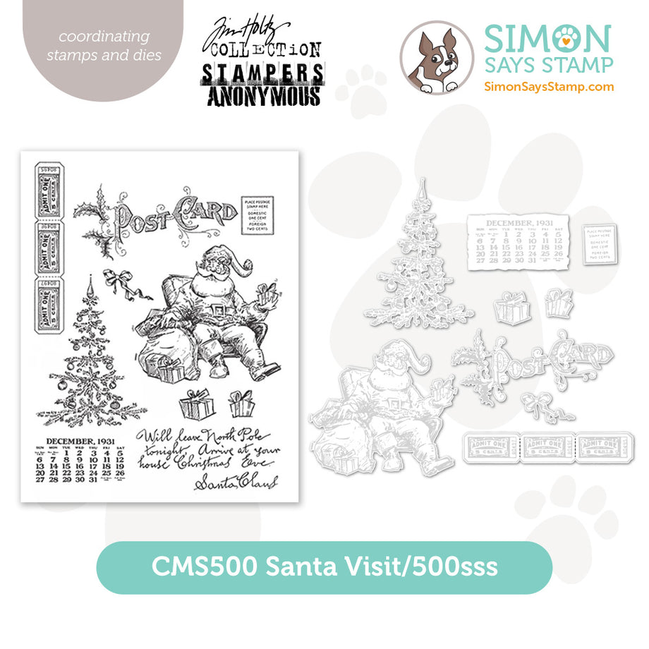 Tim Holtz Santa Visit Stamps with Simon Says Stamp Dies Bundle setsv24