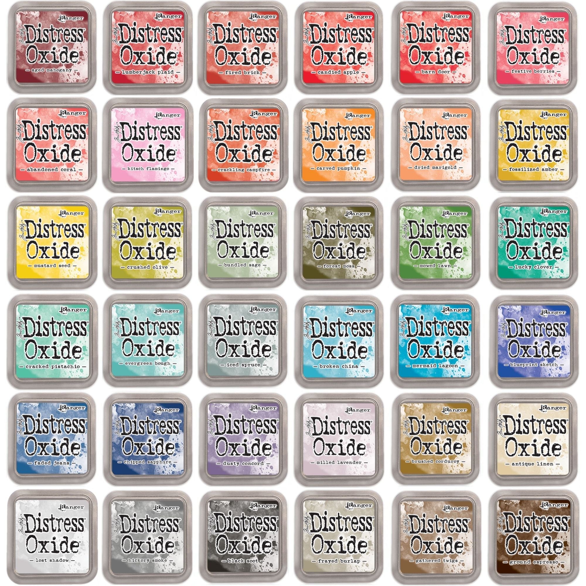 Tim Holtz Distress Oxide Ink Pads 4-Color Bundle - Cracked Pistachio, Broken China, Faded Jeans, Peeled Paint