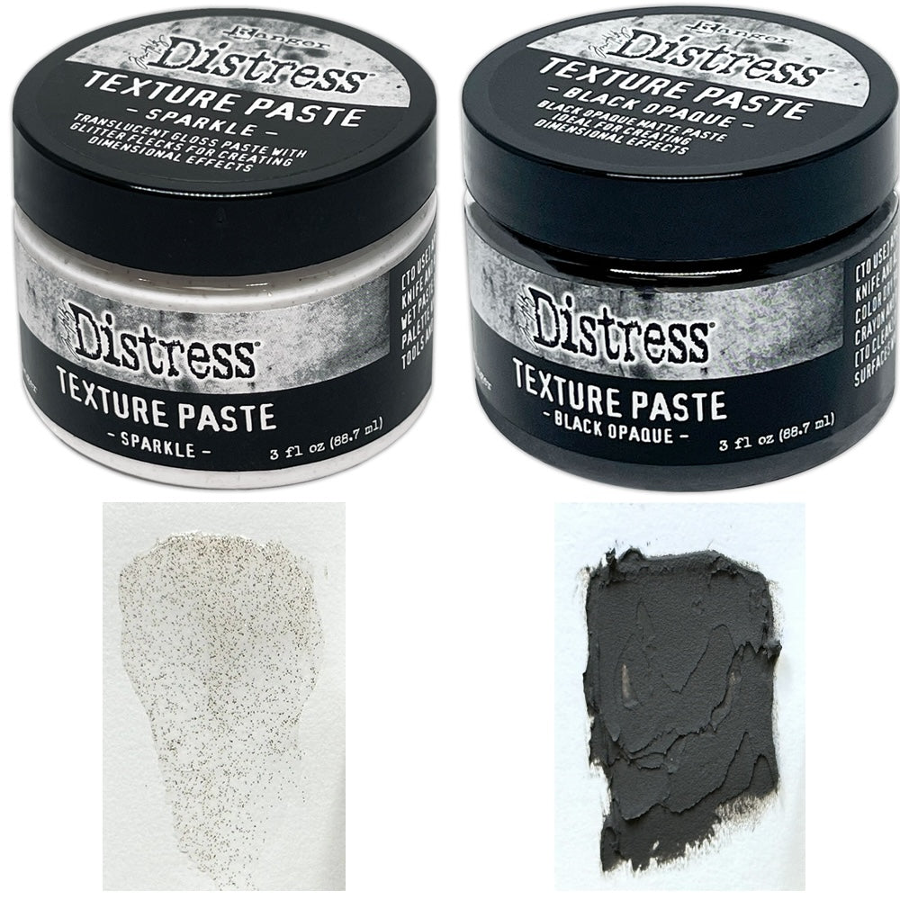 Ranger Tim Holtz Distress Texture Paste Sparkle And Black Opaque Bundle