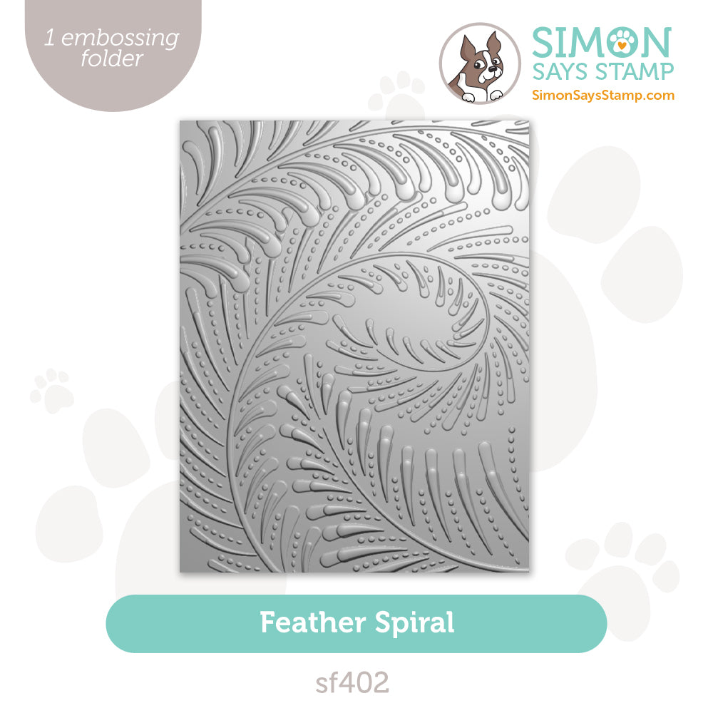 Simon Says Stamp Embossing Folder Feather Spiral sf402 Celebrate