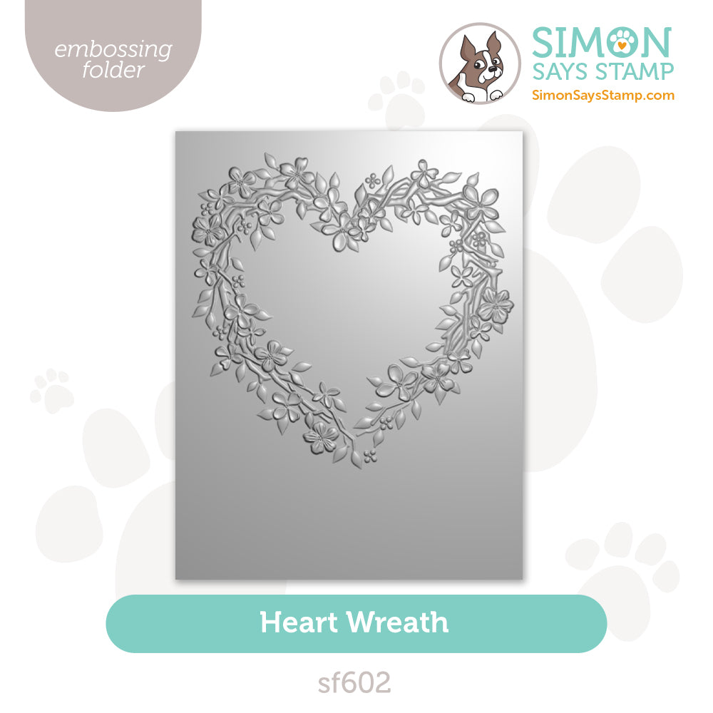 Simon Says Stamp Embossing Folder Heart Wreath sf602 Heart to Heart