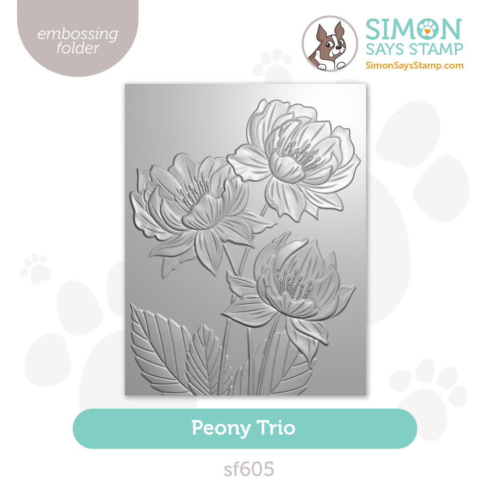 Simon Says Stamp Embossing Folder Peony Trio sf605 Shine On