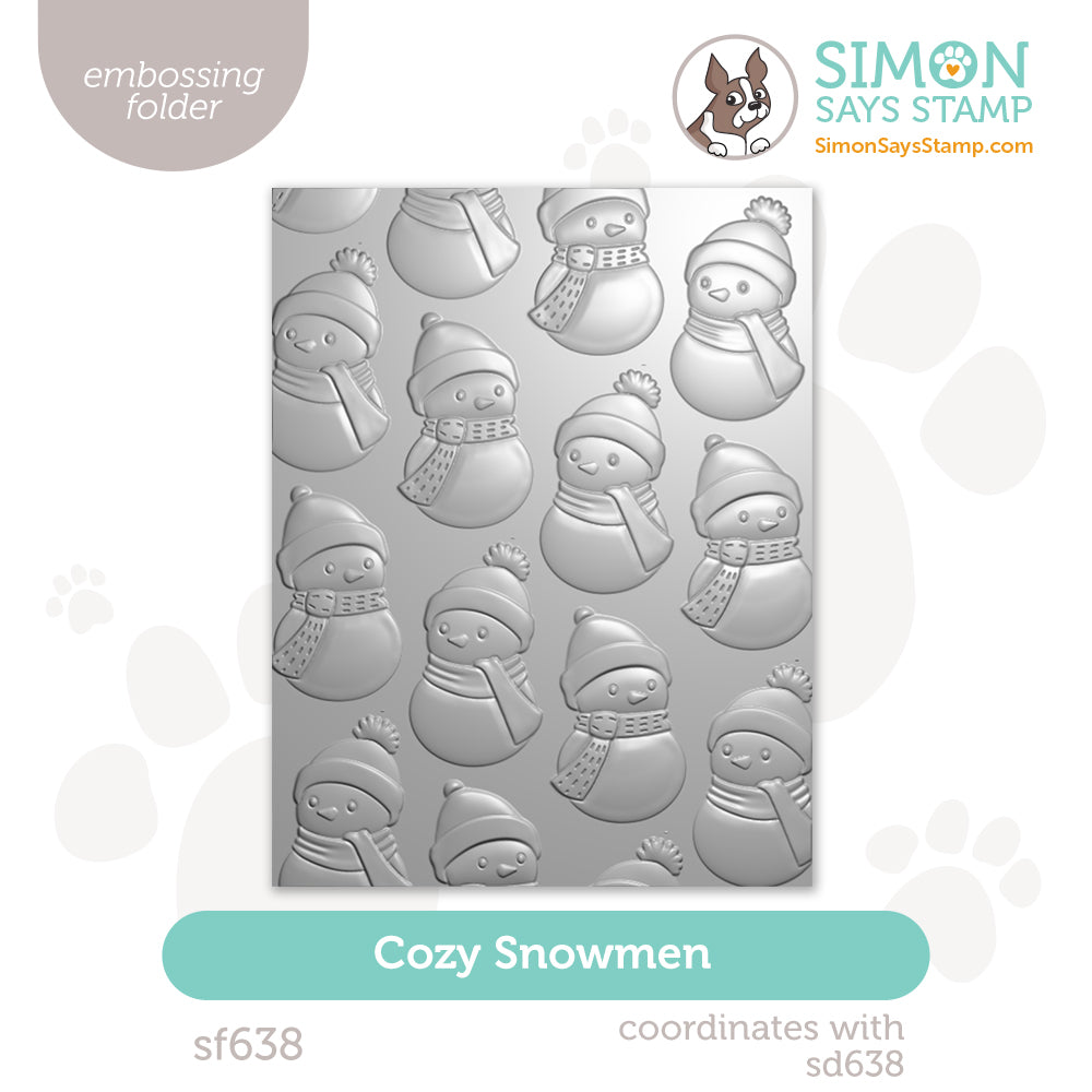 Simon Says Stamp Embossing Folder Cozy Snowmen sf638 Sending Cheer