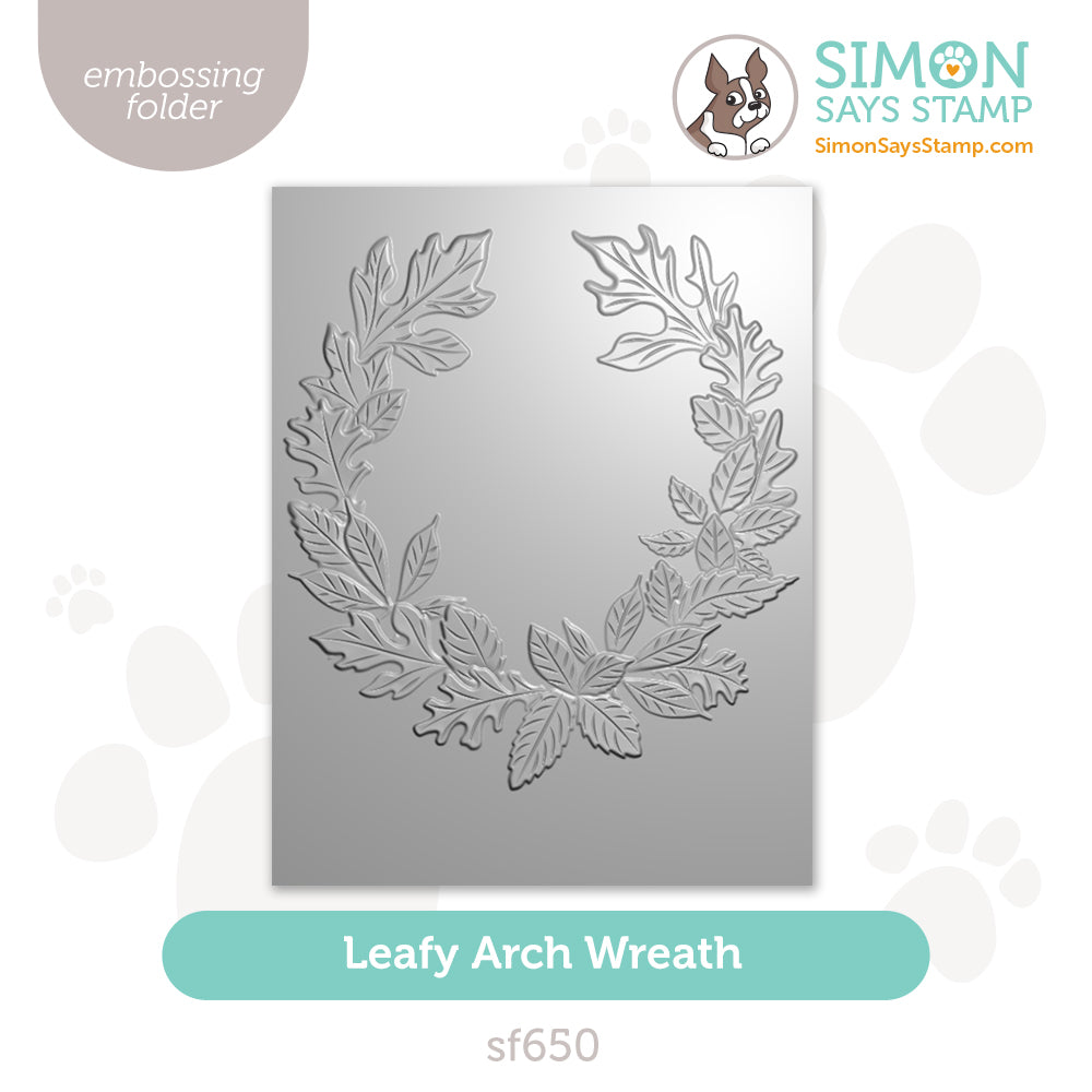 Simon Says Stamp Embossing Folder Leafy Arch Wreath sf650 Sending Cheer