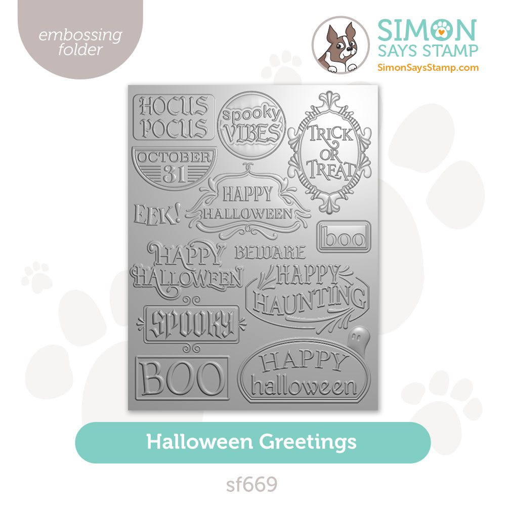 Simon Says Stamp Embossing Folder Halloween Greetings sf669 Sending Cheer