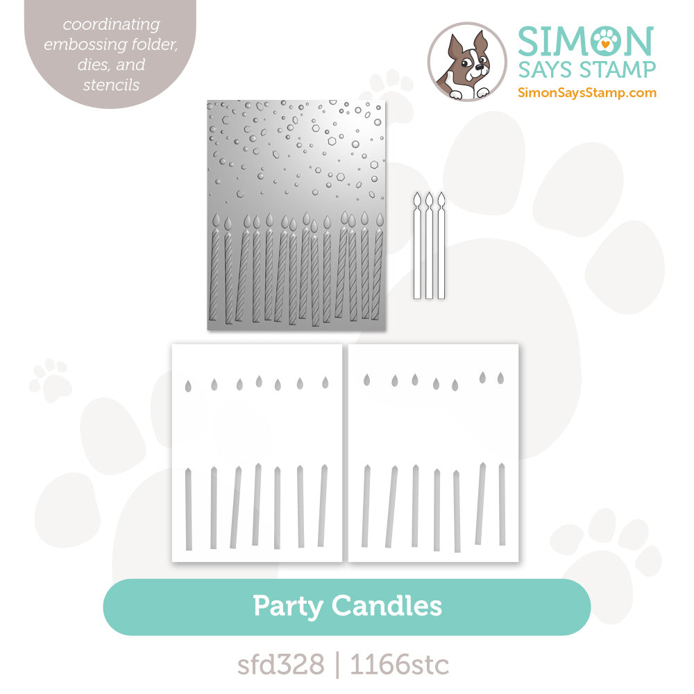 Simon Says Stamp Embossing Folder Dies and Stencils Party Candles sfd328set