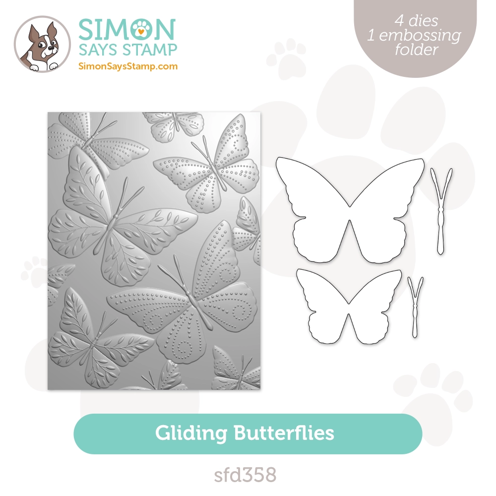 Simon Says Stamp Embossing Folder And Cutting Dies Gliding Butterflies sfd358 Stamptember