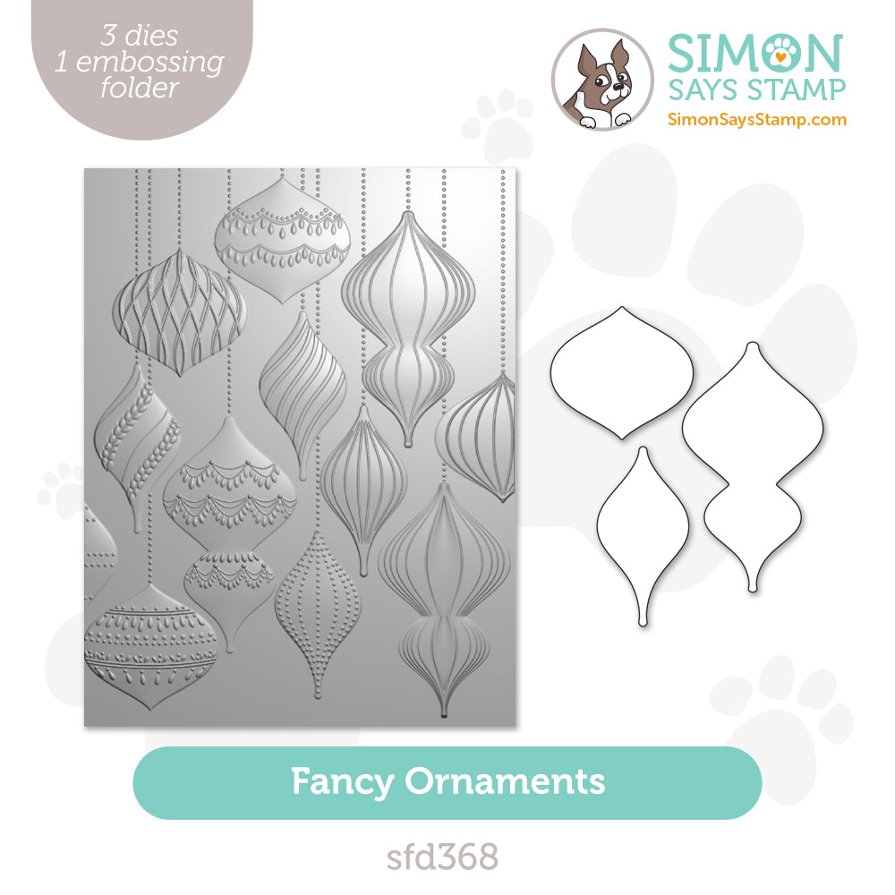 Simon Says Stamp Embossing Folder And Dies Fancy Ornaments sfd368 All The Joy