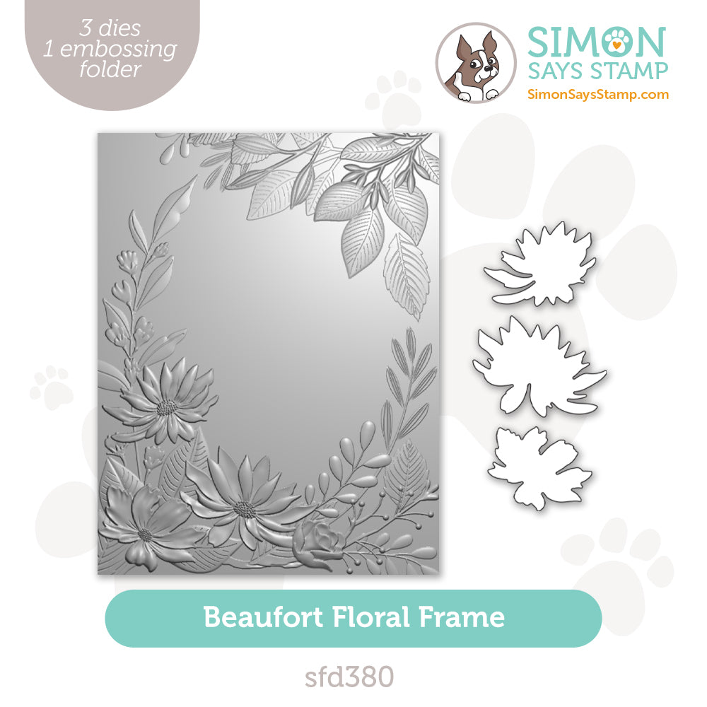 Simon Says Stamp Embossing Folder and Cutting Dies Beaufort Floral Frame sfd380 Celebrate