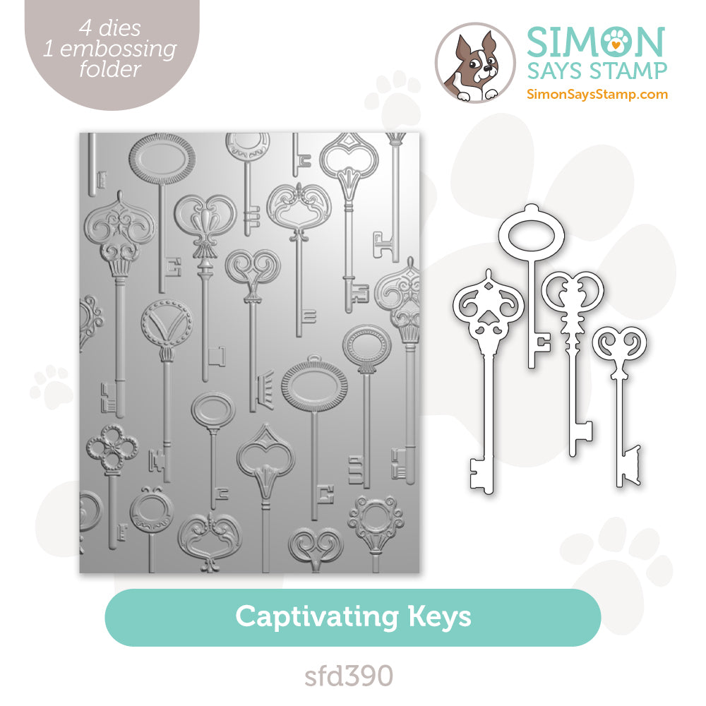Simon Says Stamp Embossing Folder and Cutting Dies Captivating Keys sfd390 Celebrate