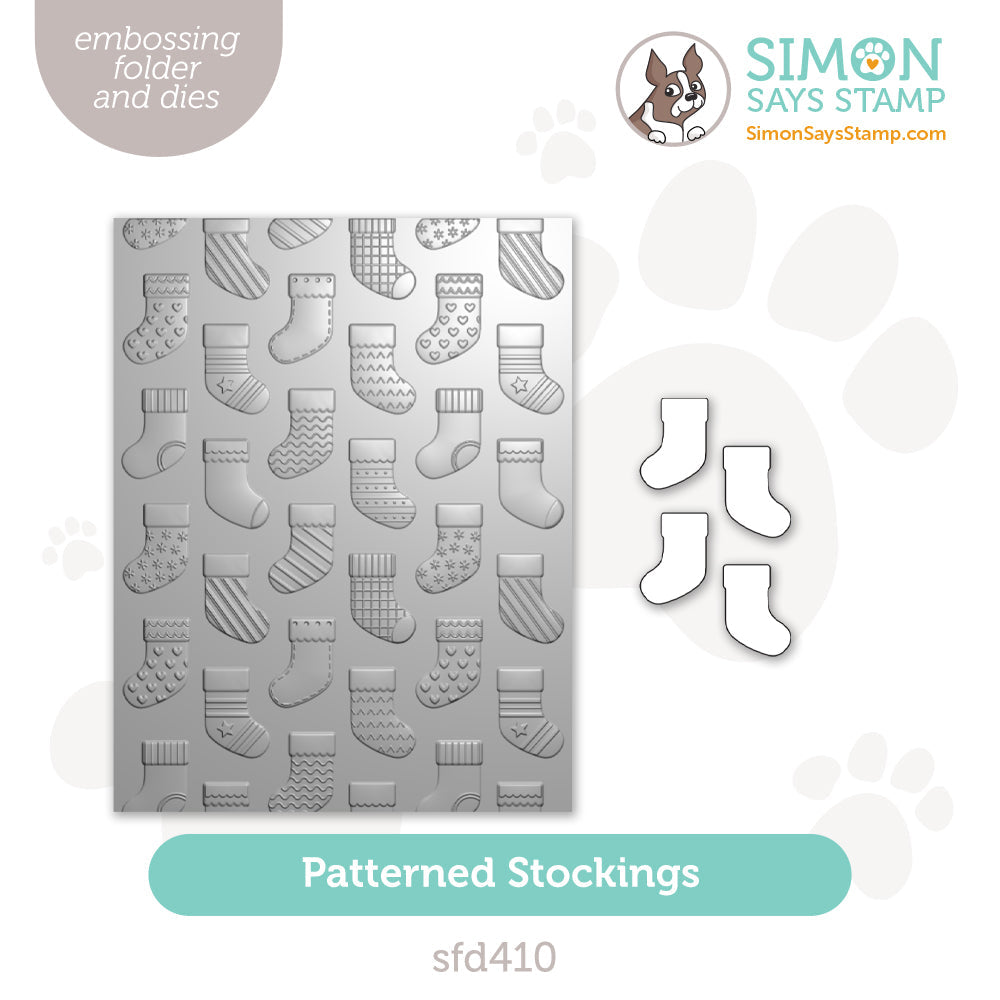 Simon Says Stamp Embossing Folder And Cutting Dies Patterned Stockings sfd410 Sweet Wishes