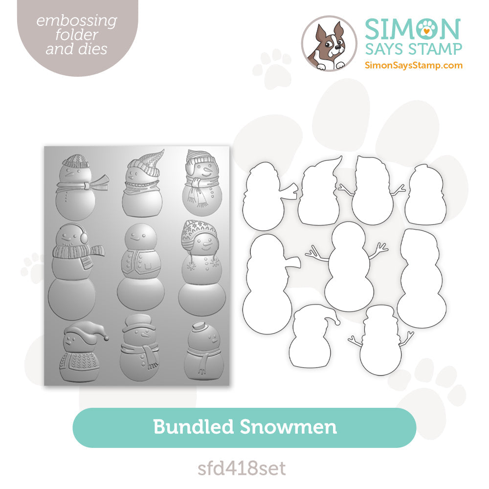 Simon Says Stamp Embossing Folder And Cutting Dies Bundled Snowmen sfd418set
