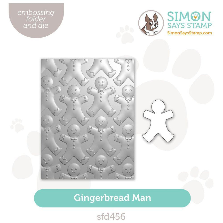 Simon Says Stamp エンボスフォルダーとダイ4点セット Simon Says Stamp Embossing Folder and Cutting Die Gingerbread Man sfd4