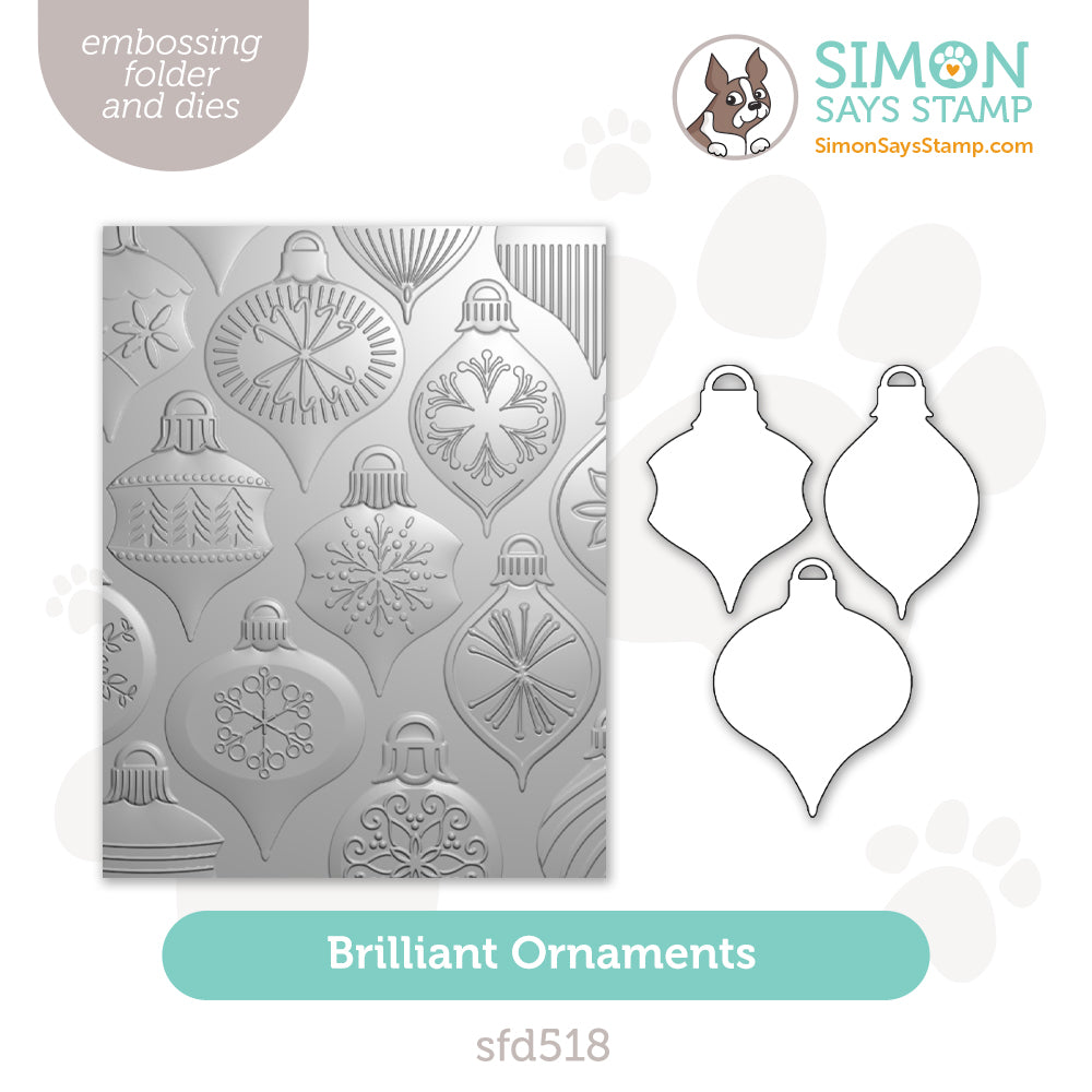 Simon Says Stamp Embossing Folder And Cutting Dies Brilliant Ornaments sfd518 Sugar And Spice