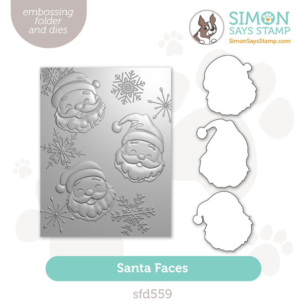 Simon Says Stamp Embossing Folder And Cutting Dies Santa Faces sfd559 Sugar And Spice